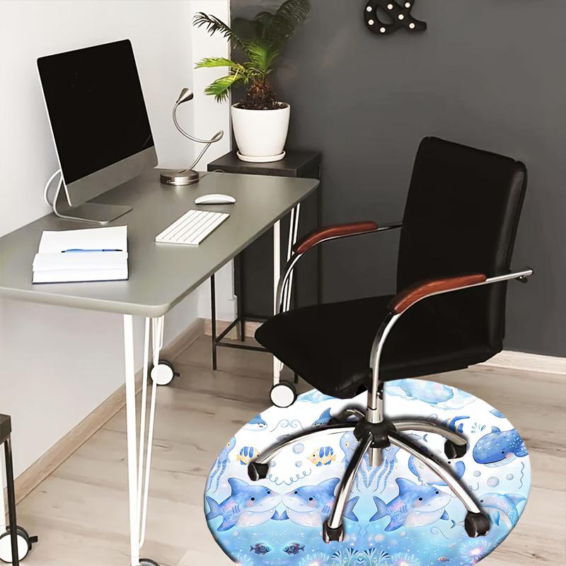 

1PC Oceanic Creatures Marine Life Non-Slip Floor Round carpet, Office, family, bedroom, Large Area Rug Indoor Rugs, Durable Polyester-L0357 80cm by 80cm