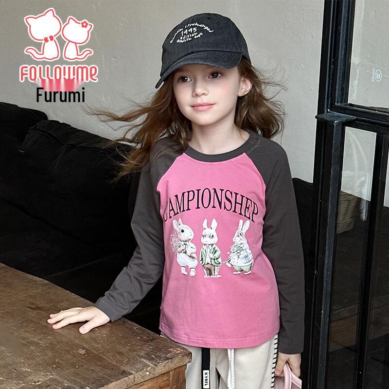 FULOUMI Girls  Retro Cartoon Print Long-Sleeve T-Shirt 150