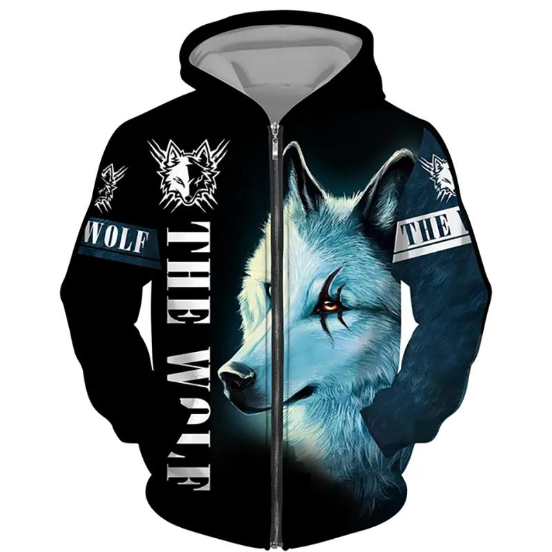 Animal Wolf 3D Print Hoodies Unisex Casual Fashion Streetwear Oversized Sweatshirts Zipper Hoodie Tracksuit