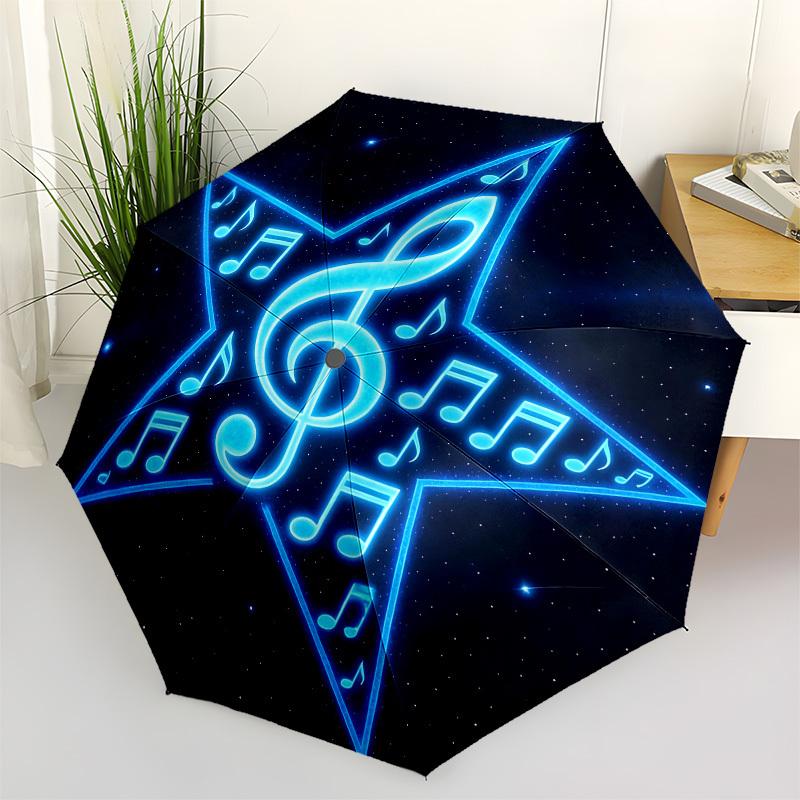 1pc Music Star Automatic Folding Umbrella, Heavy Duty 8 Rib Iron Frame,  Suitable for Travel, Daily Use, Birthday, Decor Gift  79