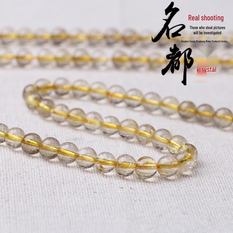 Golden Rutilated Quartz Crystal Beads for DIY Jewelry Accessories