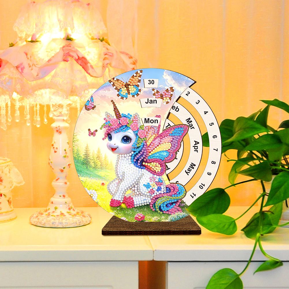 Special Shape Flowers Butterfly Diamond Painting Spinning Calendar 5D DIY Diamond Calendar Tabletop Decoration for Desktop Decor