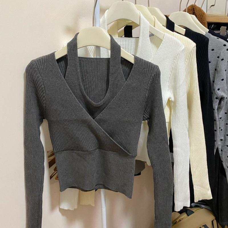 

Осенние облегающие свитера с вырезом на шее, женские вязаные свитера в полоску, женские зимние повседневные элегантные вязаные джемперы с длинным рукавом 25777 One Size серый