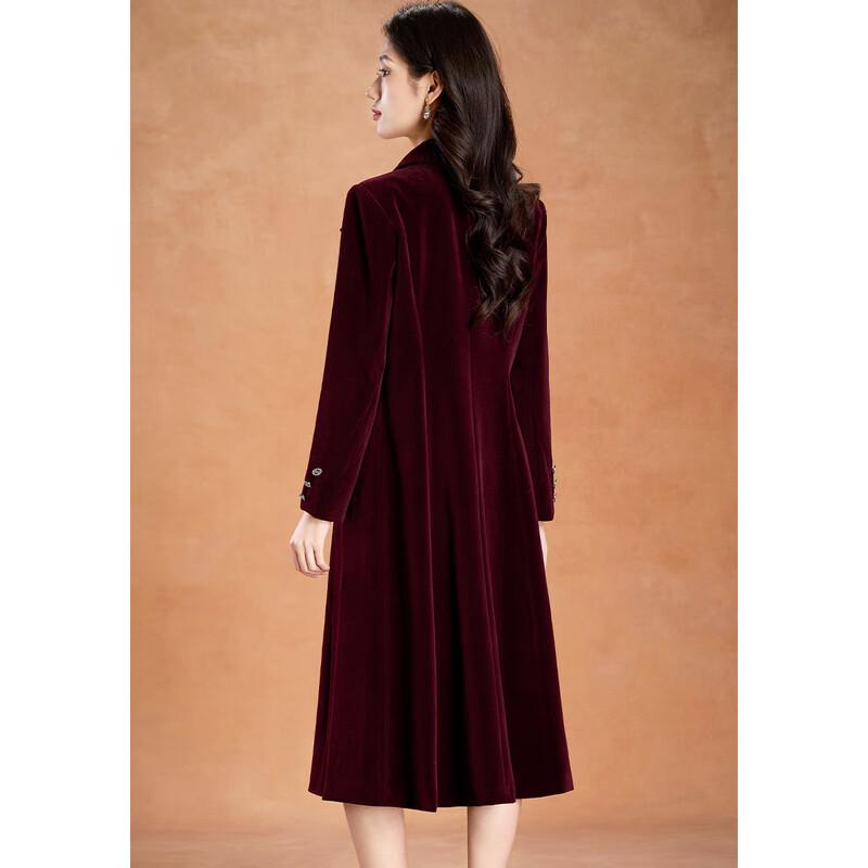 Kebeier Women's Velvet Double-Breasted Wool Blend Coat