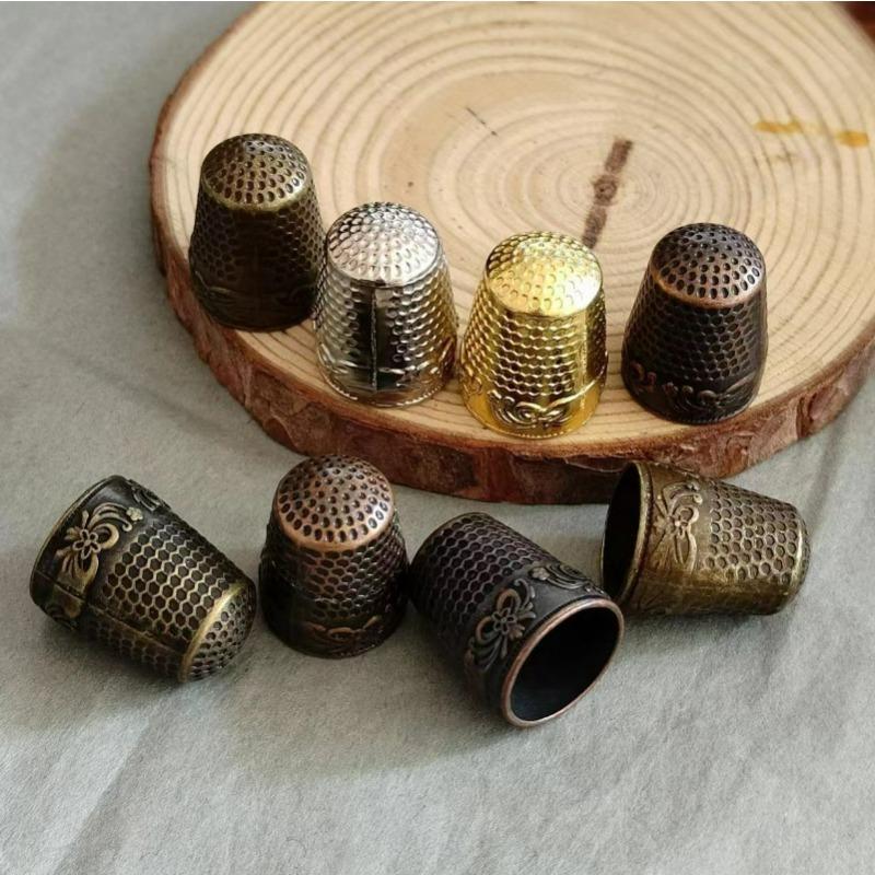 Retro-Kupfer-Fingerhut Haushalts-verdickter Fingerhut-Abdeckung, handgefertigter DIY-Kreuzstich-Ring-Fingerhut-Kappe