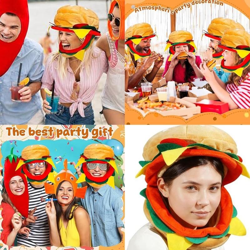 Whimsical Cotton Hamburger Headwear Themed Party Photo Props Costume Decors For Roleplay Event Family Bonding Activity
