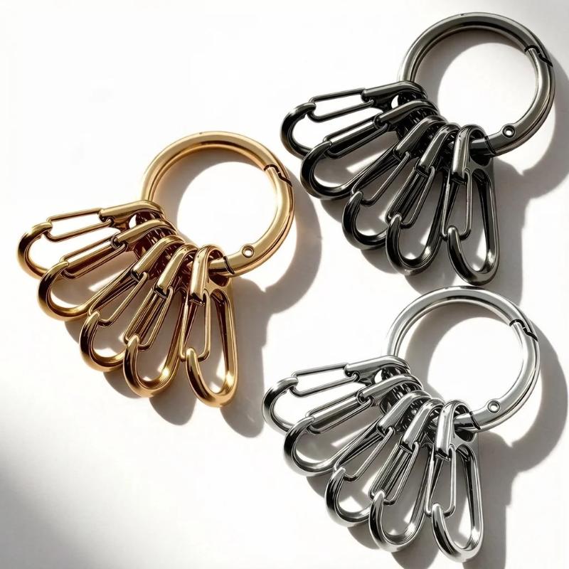 Metall-O-Ringe Federstege plus 5 Stück Hakenverschlüsse für Langlebige Karabiner Schlüsselanhänger Clips für unterwegs