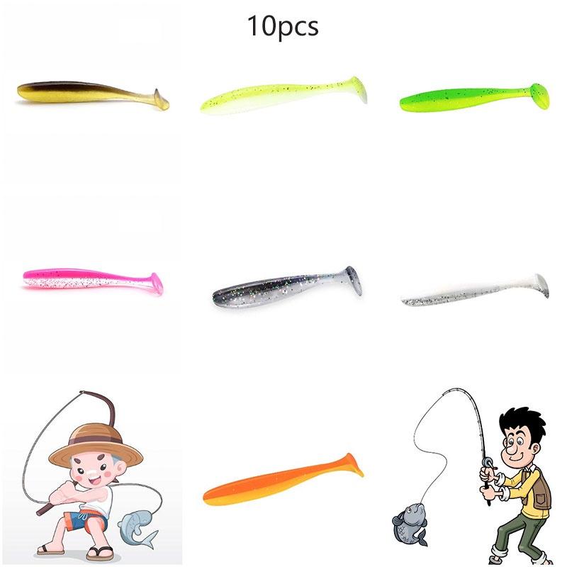 Fishing 10pcs Ttail Soft Lure Grouper Snapper Snakehead Perch Bait Longcasting
