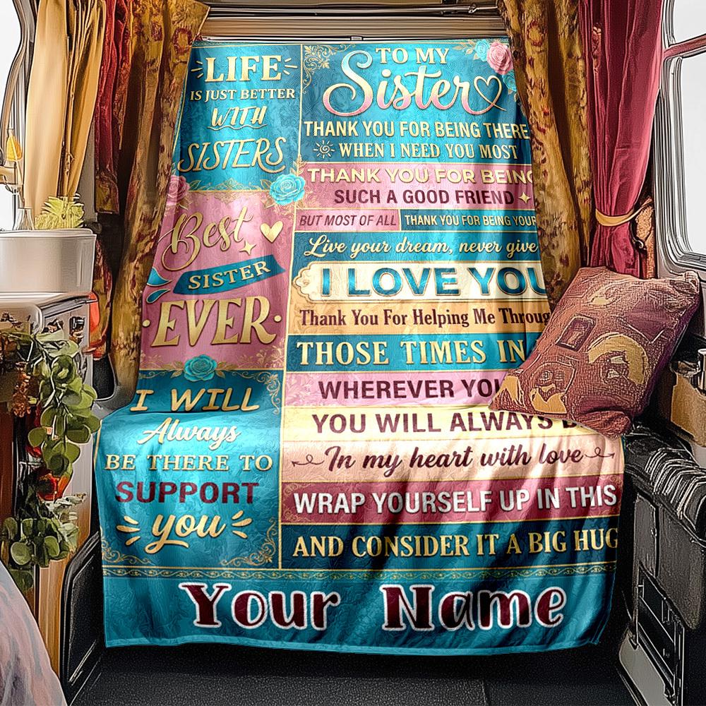Sister Appreciation Quotes Blanket Personalized Name Soft Comfortable Stylish Blanket Car Blanket Perfect For Travel Camping Outdoor Home Suitable For