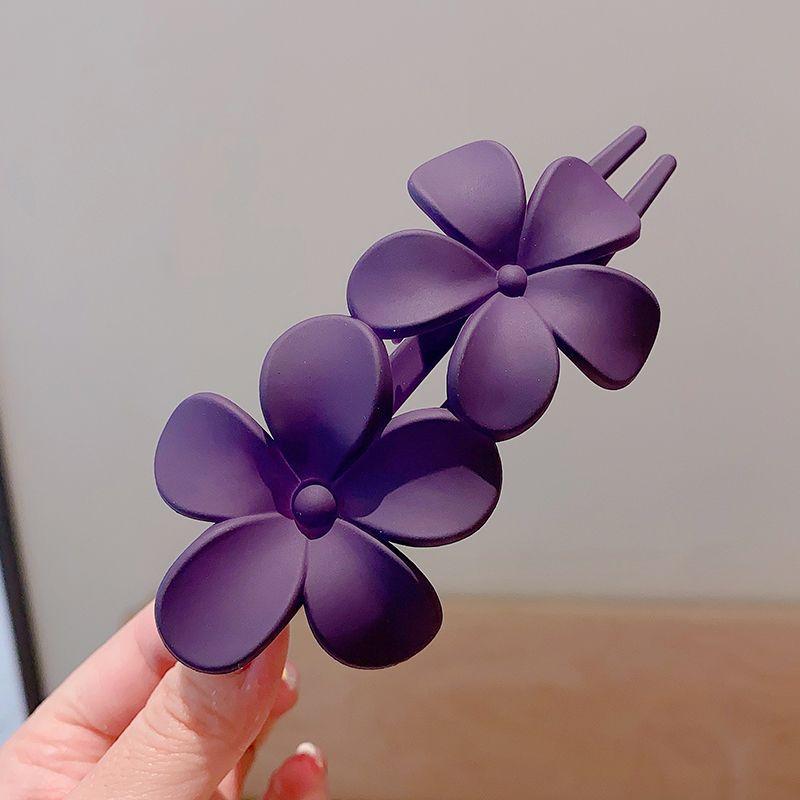 Frosted Flower Decor Hair Clip with Elastic Spring for Ladies