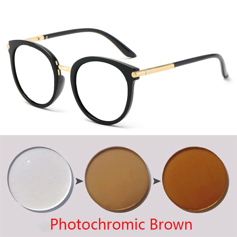 Retro Round Prescription Eyewear Men Women Photochromic Myopia Glasses -0.5 To -6.0 Fashion Mirror Gafas