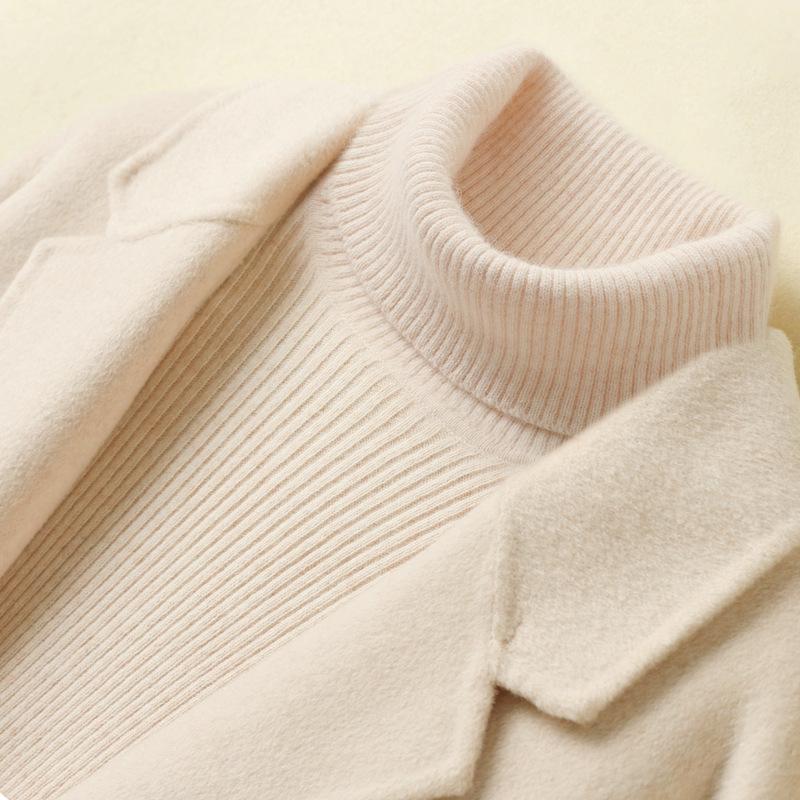 Podzim Zima Dámský Vlněný Svetr Bezešvý Rolák Kašmírový Pulovr Základní Slim Pletenina Jednobarevné Oblečení Top