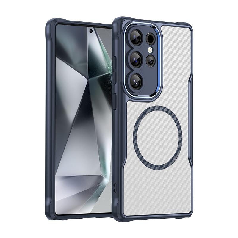 Samsung Galaxy S25 Ultra Case, Magnetic Carbon Fiber Transparent Phone Case Cover for Samsung Galaxy S25 Ultra