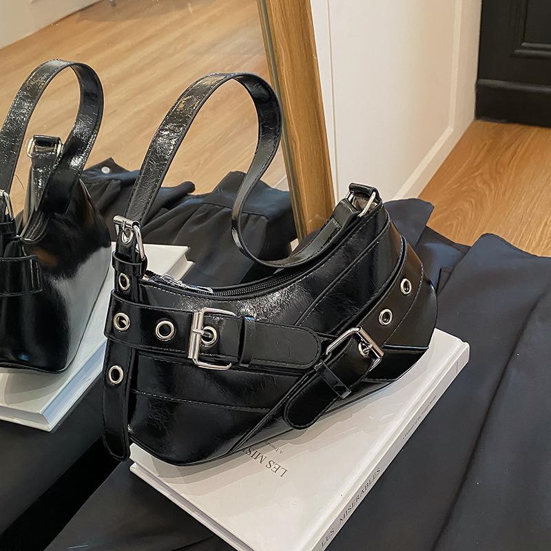 Summer new trend locomotive style Spice girl out casual versatile solid color belt decoration shoulder armpit bag