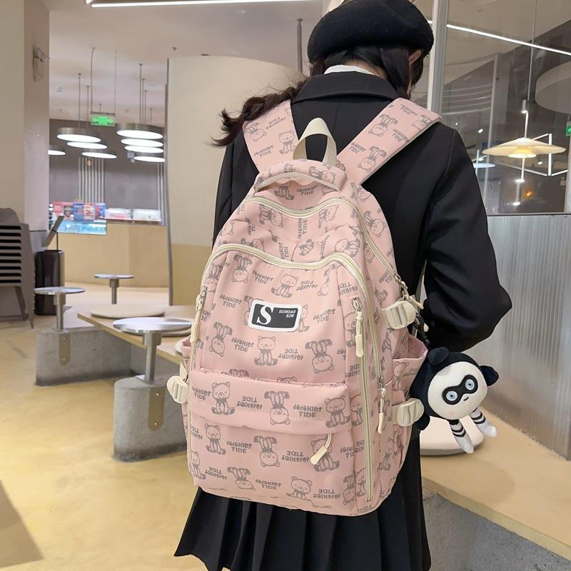 Student Schoolbag Female Junior High School Large Capacity Backpack Bear Schoolbag