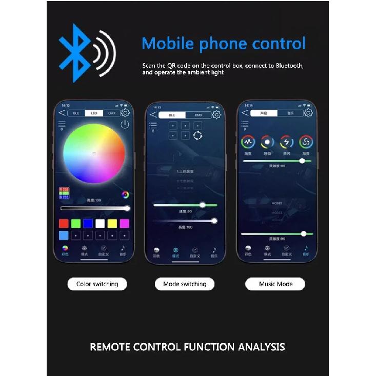 Colorful LED Car Interior Hidden App Remote Control Atmosphere Lamp USB Car Ambient Light Acrylic Strips Dashboard Lights RGB