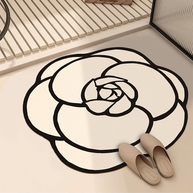 

Впитывающий коврик с цветочным узором, ковер для ванной комнаты, нескользящие коврики для ног, быстросохнущий, мягкий, диатомовая грязь, украшение для дома Diameter 80cm