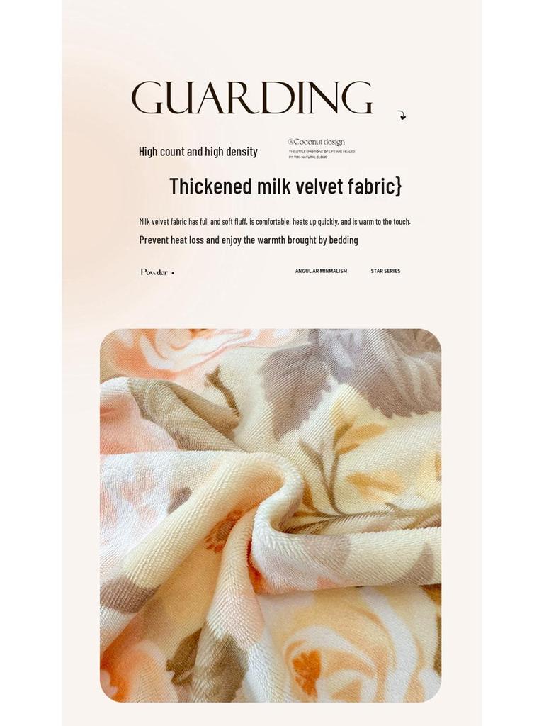 Cozy Winter Milk Velvet 4-Piece Fleece Bedding Set: Double-Sided Printed Duvet Cover