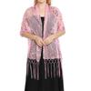 Women Evening Dress Wedding Shawl Solid Color Tassel Party Shawl Scarf Sequined Flower Chiffon Silky Scarf