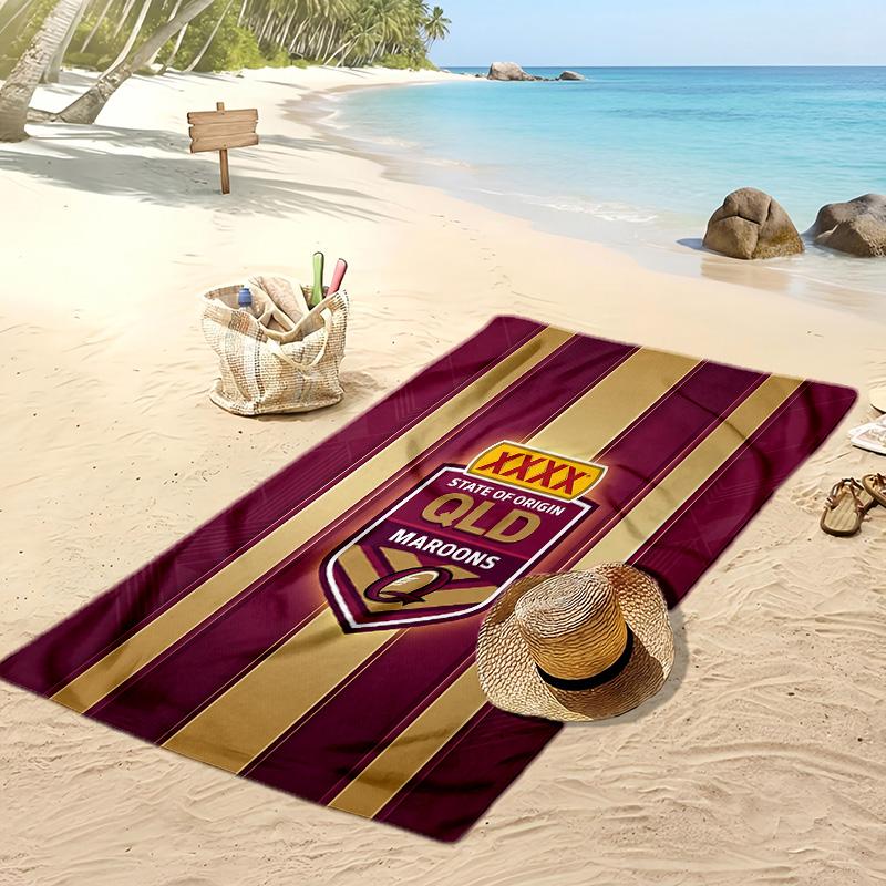 Queensland Maroons Druck Strandtuch Weich Tragbar Schnell?Trockenes Handtuch für Pool Sommerurlaub Outdoor Sport