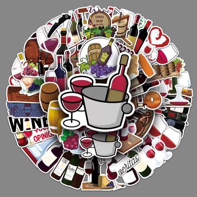 50 Red Wine Series Personalized Creative Guka Waterproof Decorative Suitcase Mobile Phone Case Skateboard Water Cup Stickers