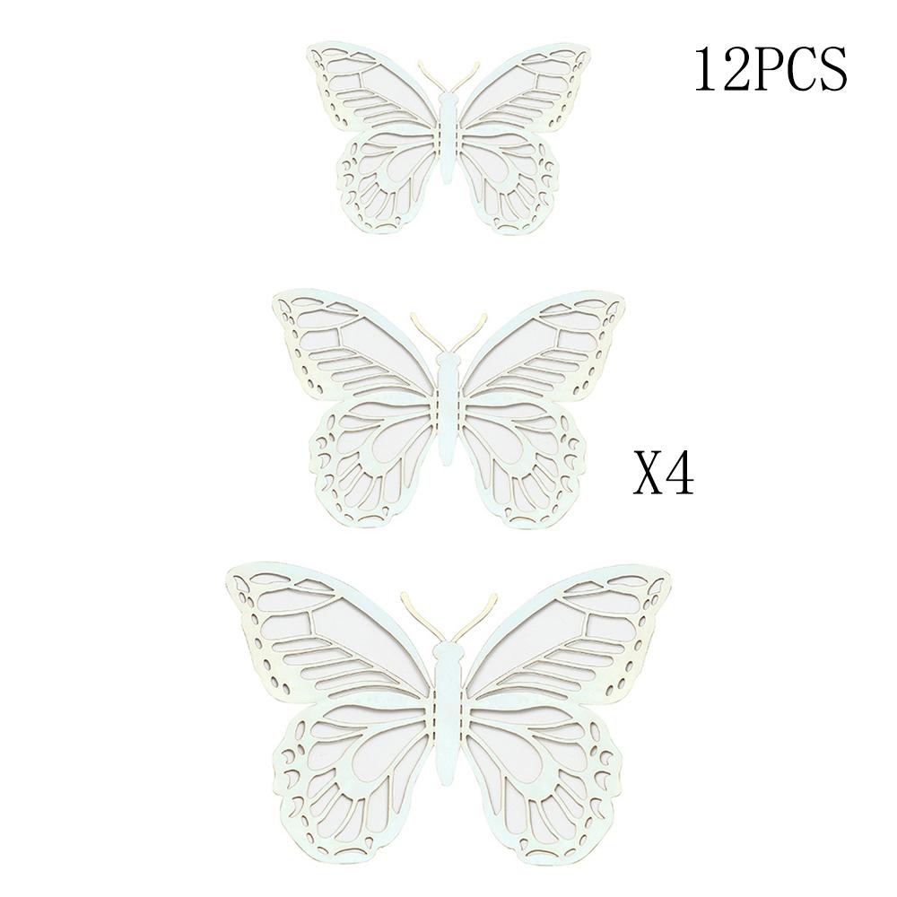 12Pcs Fashion 3D Hollow Butterfly Creative Wall Sticker Gold Butterfly Decorations for Butterfly Birthday Paper Butterfly