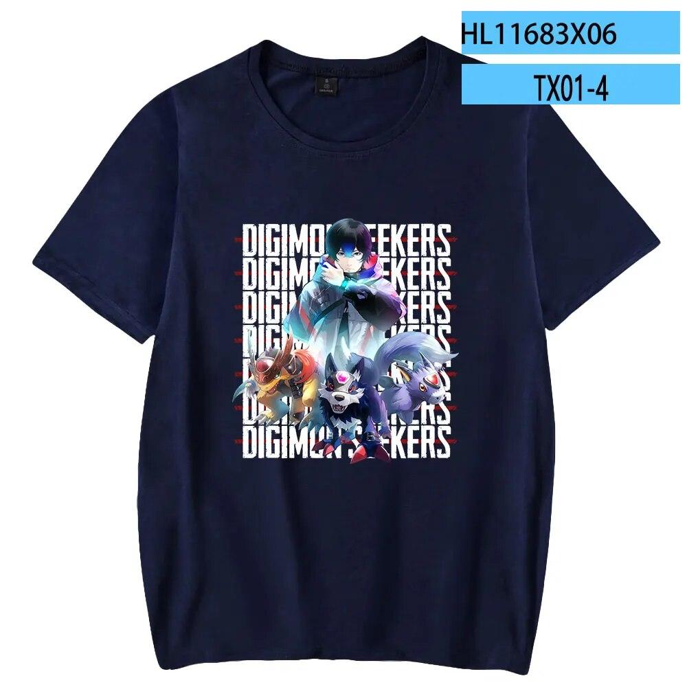 Digimon Adventure Anime 2023 Neues Digimon Seekers T-Shirt Crewneck Kurzarm T-Shirt Damen Unisex T-Shirt Harajuku Kleidung Unisex