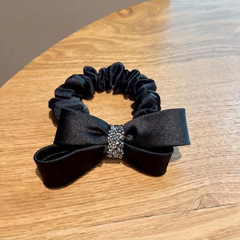 Elegant Satin Leather Hair Scrunchie | Rhinestone, Chic, Featherless, for Women, Suitable for All Seasons