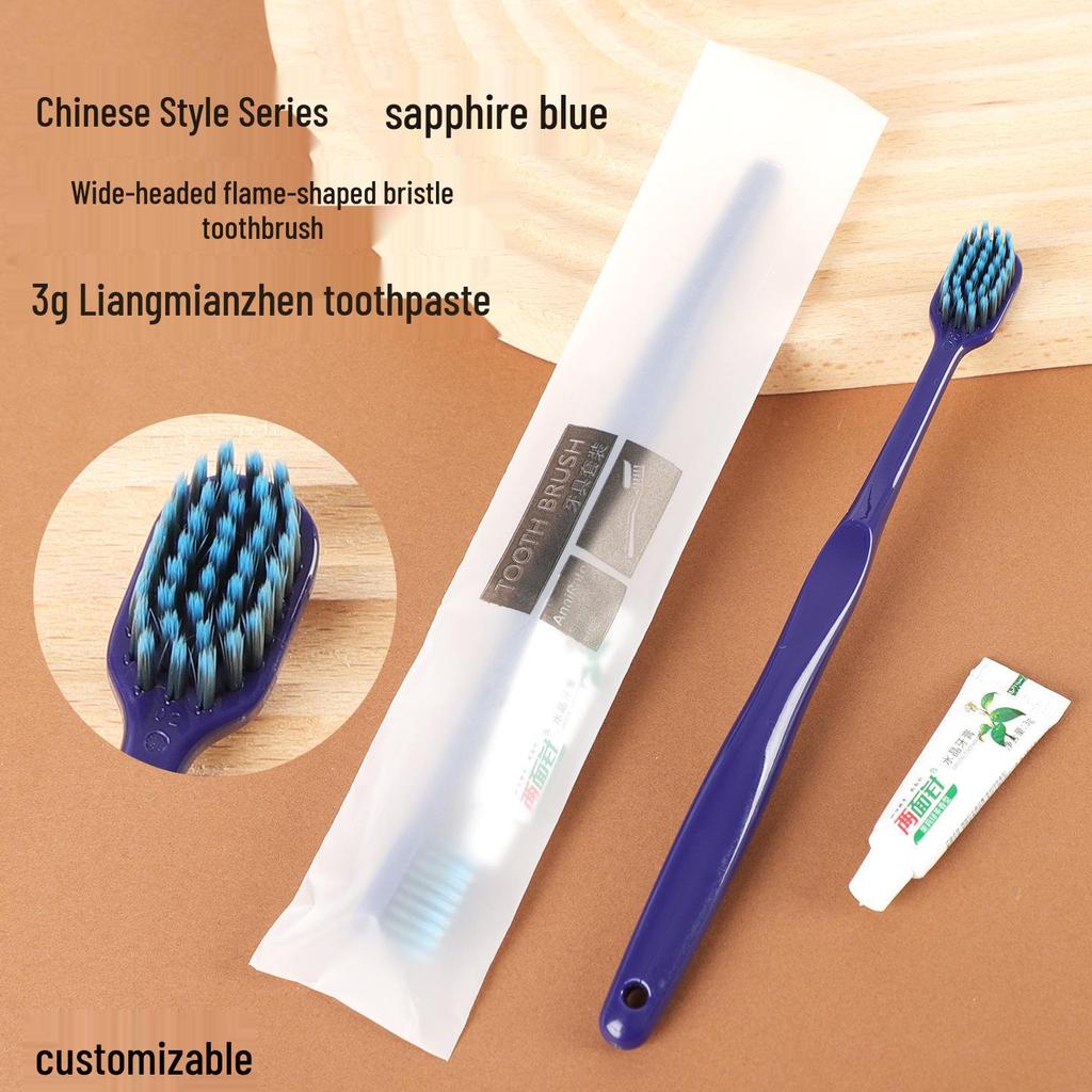 Chinese Style Soft Bristle Toothbrush & Toothpaste Set - High-End Disposable Toiletries