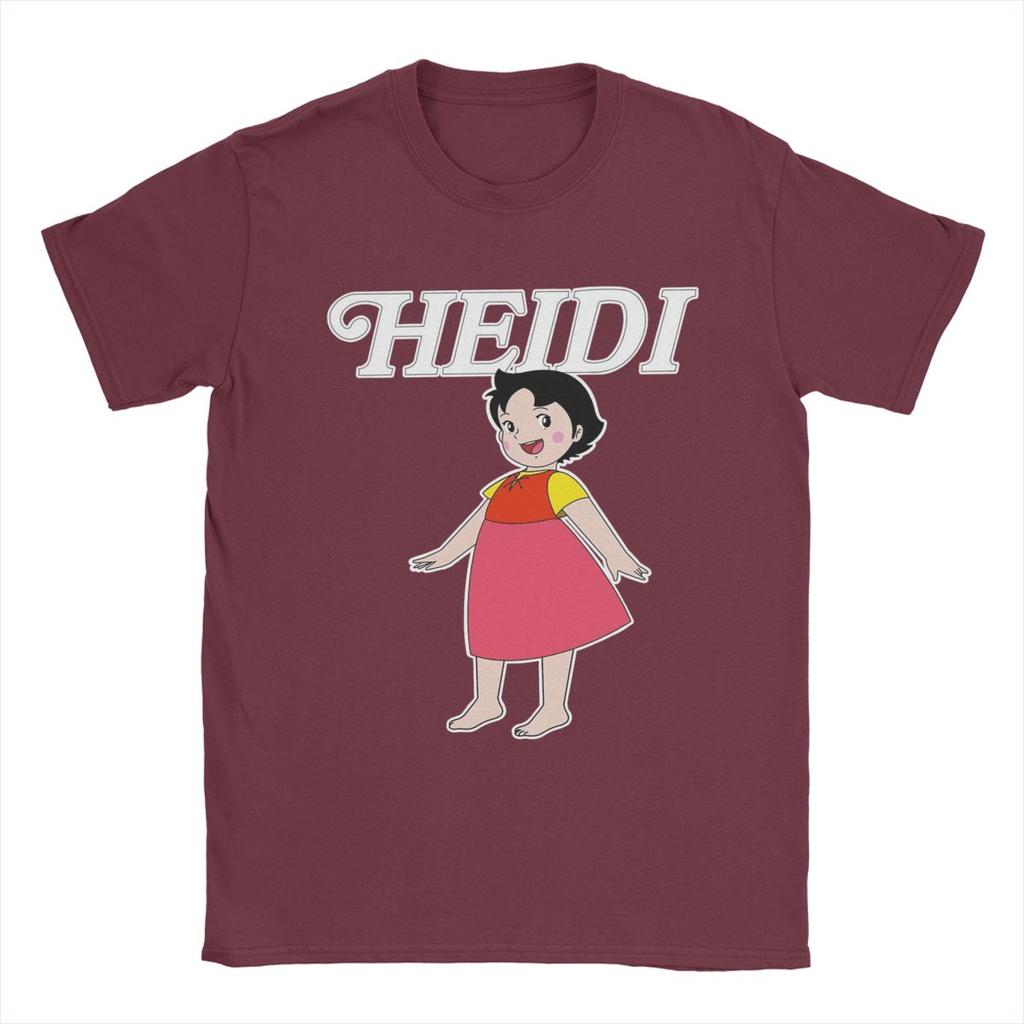 Freizeit Cartoon Heidi T-Shirts für Herren O-Ausschnitt 100% Baumwoll T-Shirt Kurzarm T-Shirt Übergröße Kleidung
