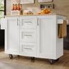 Kitchen Island - MUVOE - White - Removable Casters - 3 Drawers - Dense Panel