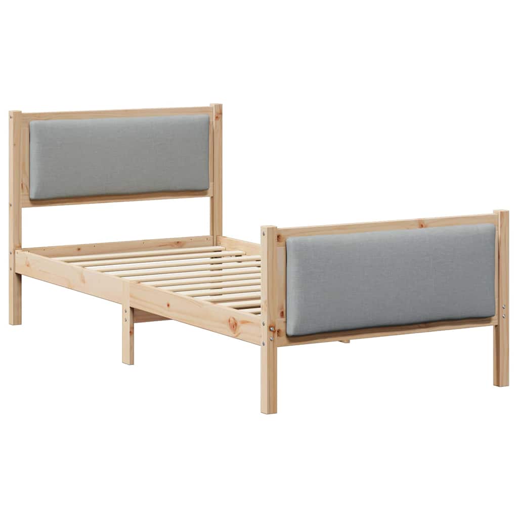 Bed Frame with Headboard Light Grey 90 x 190 cm Fabric