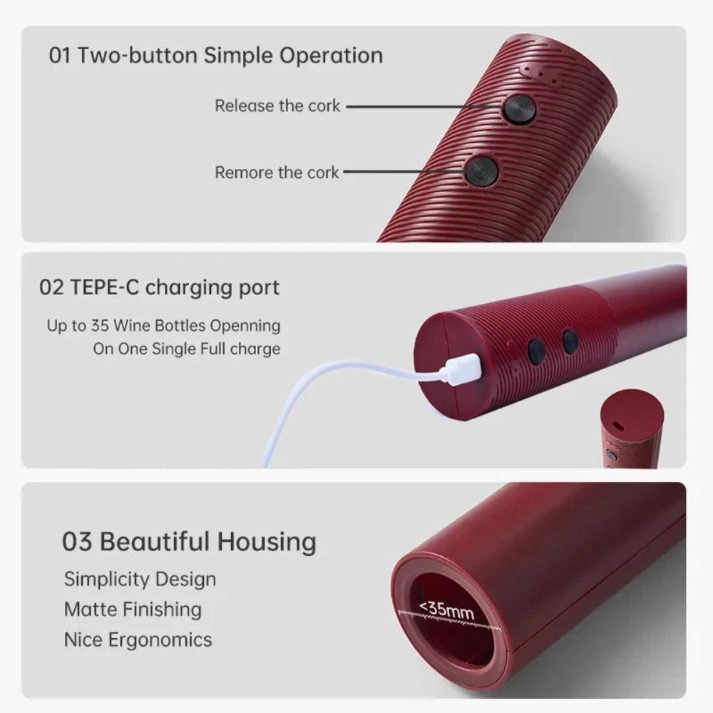 Rechargeable Electric Wine Bottle Opener Portable One-click Button Automatic Red Wine Corkscrew Wine Tools Wine Opener