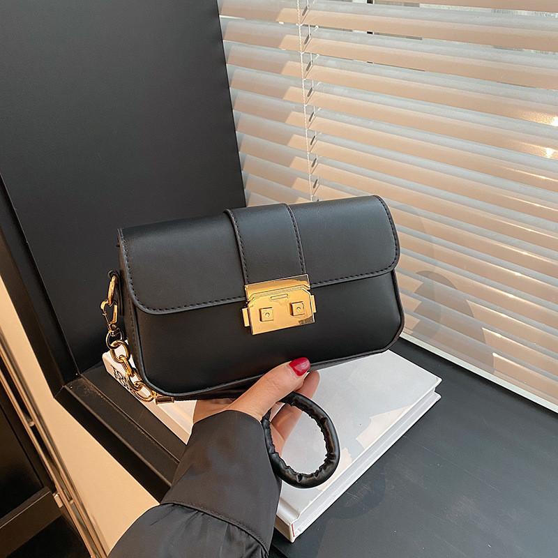 Trendy Small Crossbody Bag For Women Stylish Chain Shoulder Handbag In Black White Coffee Brown Colors