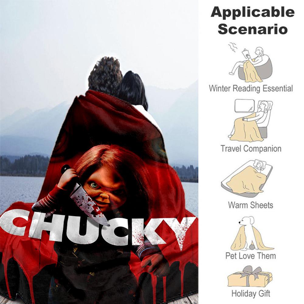 1pc Chucky Outdoor Blanket Lightweight Flannel, Soft & Warm, All Season Use for Sofa, Outdoor, Camping, Living Room, Office, Chair