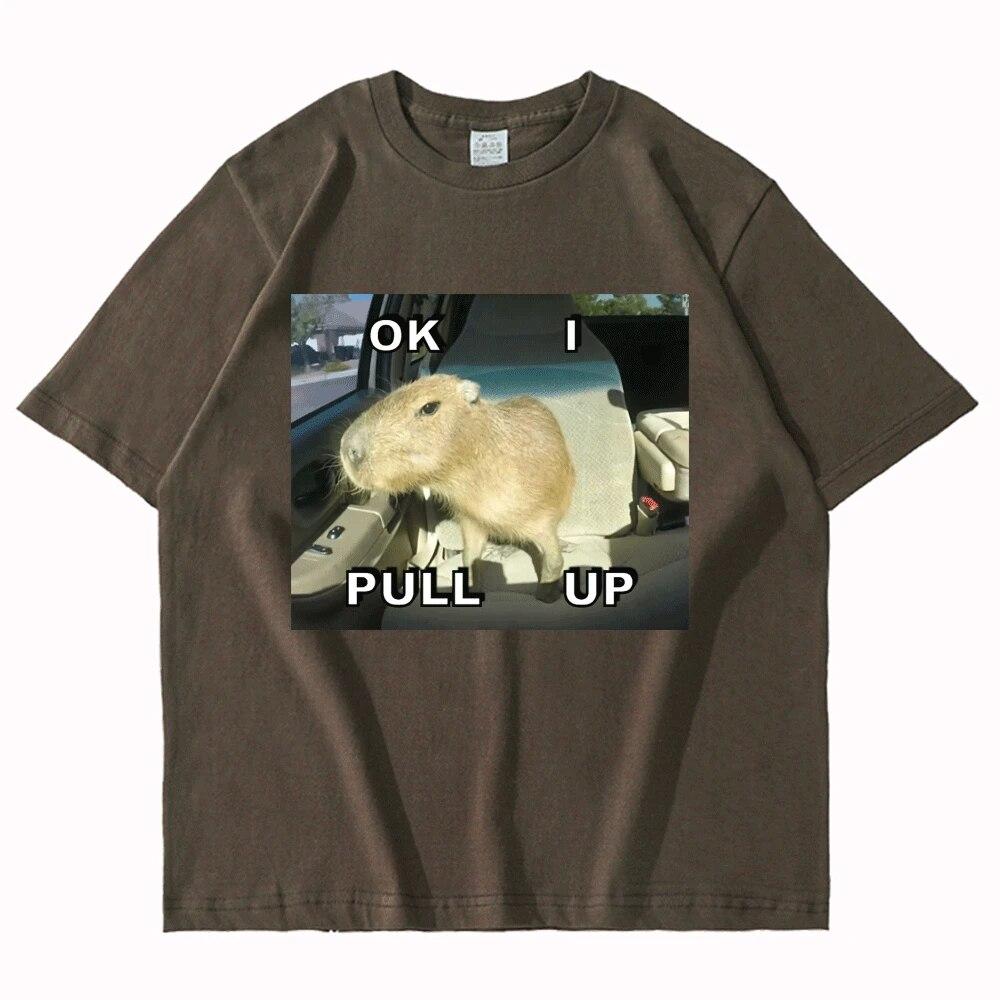 Capybara Meme lustige Streetwear Auto Pull Up Print T Shirt Capybaras Tops T-Shirts Shirt für Unisex Frauen Kawaii Vintage Sommer T-shirt