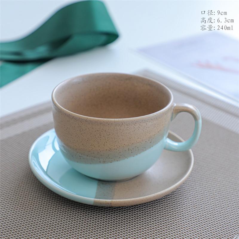 Retro Ceramic Coffee Cup And Saucer Set Creative Souvenir Cup Afternoon Tea Mug Coarse Pottery Coffee Cup