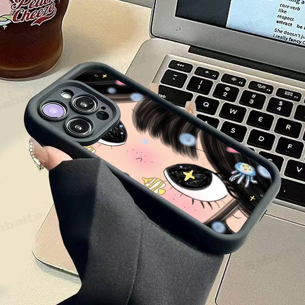 BIG EYES COMIC GIRL Phone Case For IPhone 17 16 15 14 13 12 11 Air Plus Pro Max Soft Back Cover