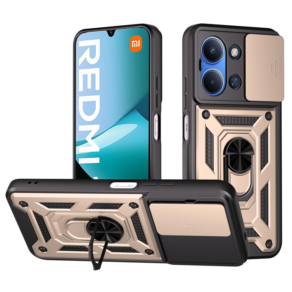 AMORUS For Xiaomi Redmi 15C 4G (EU) (173mm)/15C 5G (EU) (173mm) Case Kickstand PC+TPU Phone Cover with Camera Lens Slider