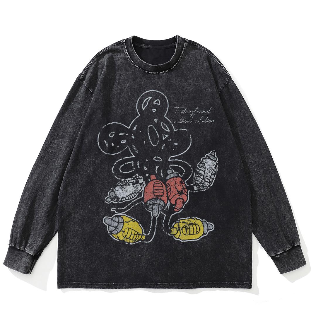 

Футболка уличная с рисунком кошек, черная, стираная, хлопковая, унисекс, большие размеры, длинные рукава L чёрный