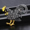 Vintage Exquisite Rhinestone Rooster Brooches For Women Men Trendy Punk Metal Animal Chicken Buckle Pins Wedding Party Jewelry