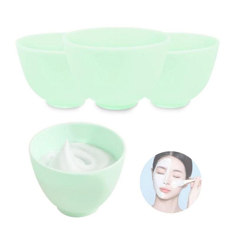 FERCaish 4Pcs DIY Face Mask Mixing Bowl Microwave Silicone Facial Mud Bowl Tool (Black), Green