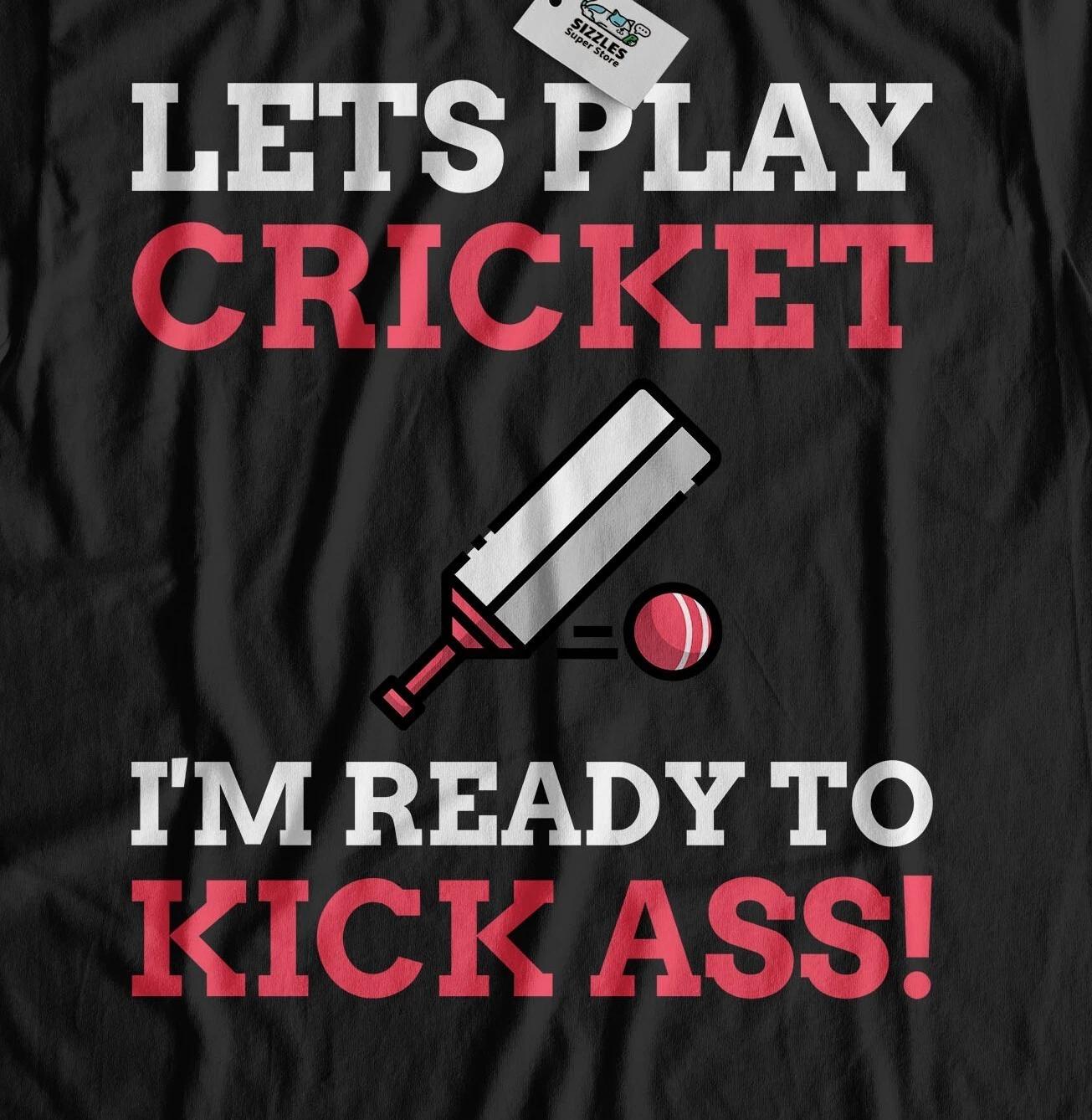 Unisex Funny Let s Play Cricket T-Shirt Cricketer Coach Tees S