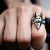 Anillo Símbolo Anubis Egipto Retro Para Hombre Punk Gótico Rock Hiphop Anillo Abierto Hecho a Mano Diseñador Zircón Accesorios Biker Regalo para Amante