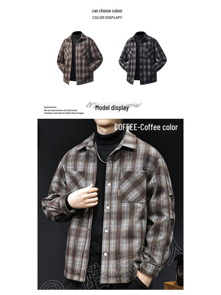 Amerikanische Retro Karomuster Herren Daunenjacke: Winterkollektion 2025 - Warme High-End-Oberbekleidung mit Revers