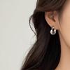 Real 925 Silver Twisted Hoop Earrings For Women Trendy Fine Jewelry Advanced Accessories