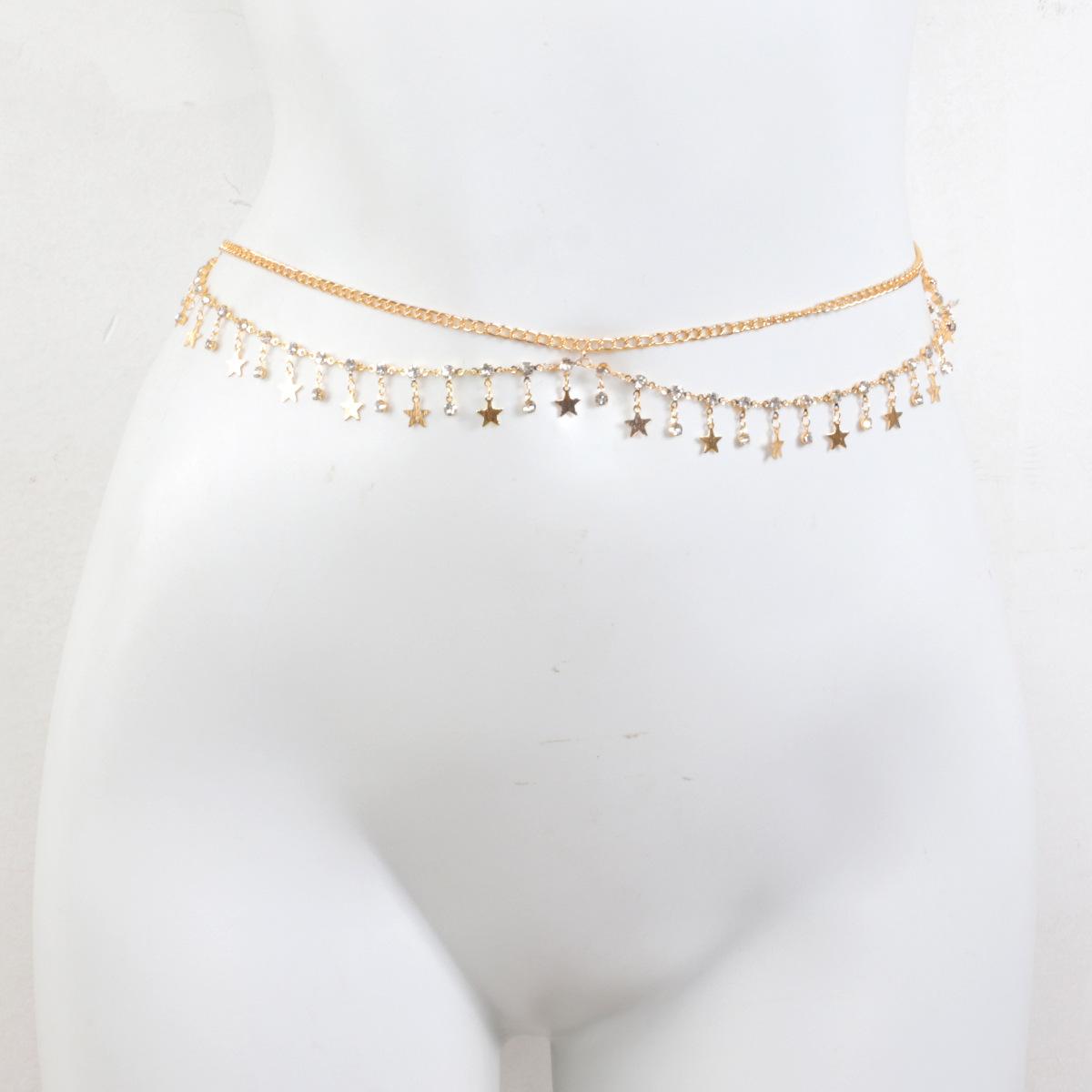 Personalized Fashion Hot Girl Handmade Star Pendant Waist European and American Sexy Beach Bikini Multi-layer Tassel Waist Chain