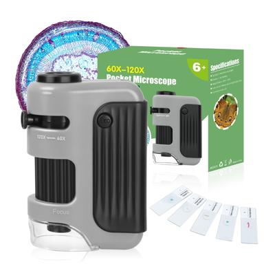 Miniature Microscope with LED Light 60X To 120X Handheld Small Scope for Kids Suitable for Home & School Exploration