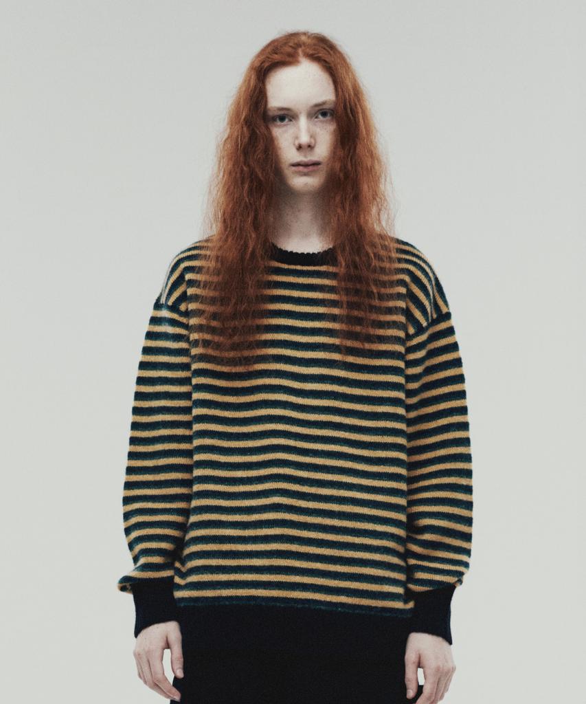 THEVINYLHOUSE Mohair Multi Striped Sweater Yellow (Vh2Dfuk602A)