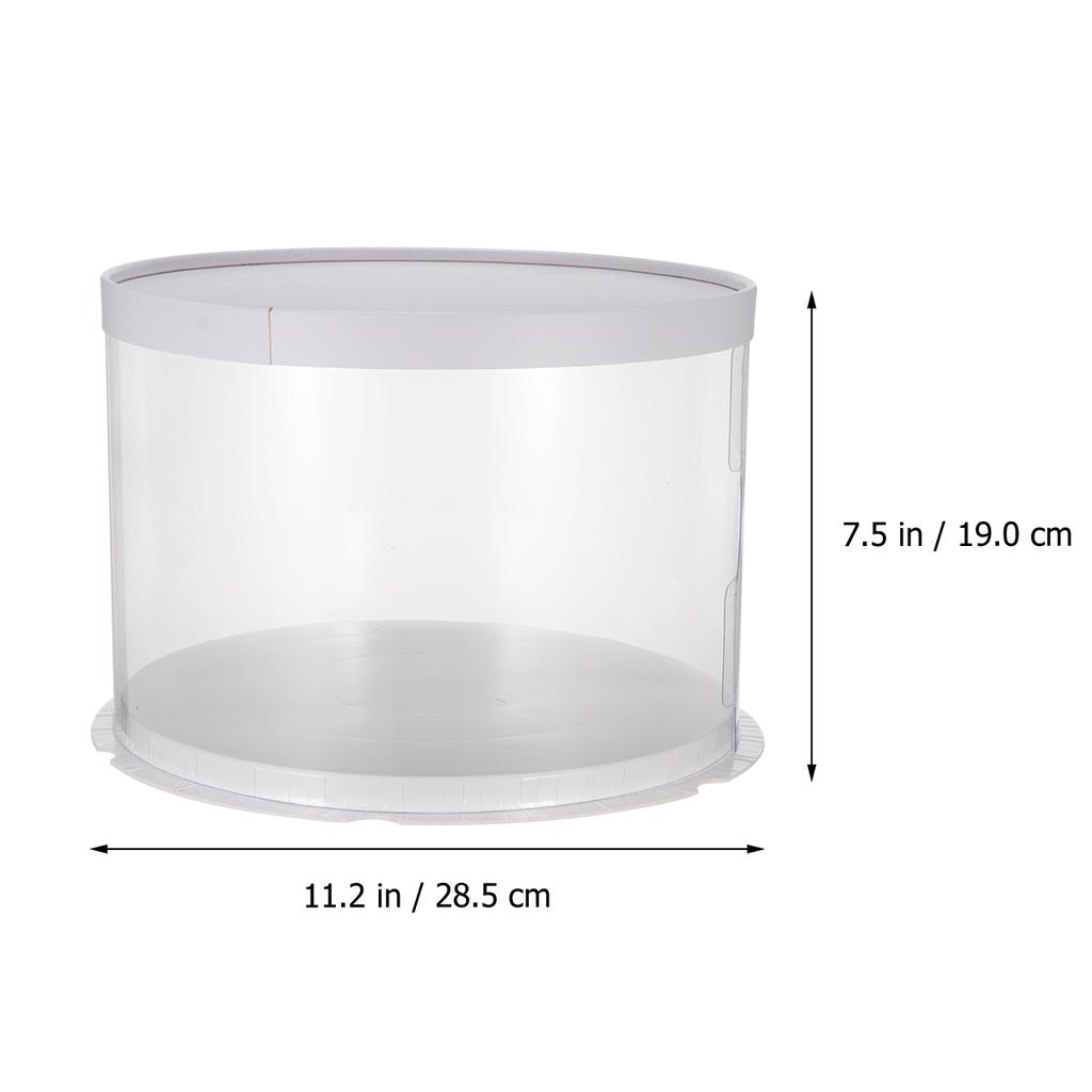 Plastic Transparent Cake Box Round Cake Packaging Boxes Organizer for Home Dessert Shop (White Sing